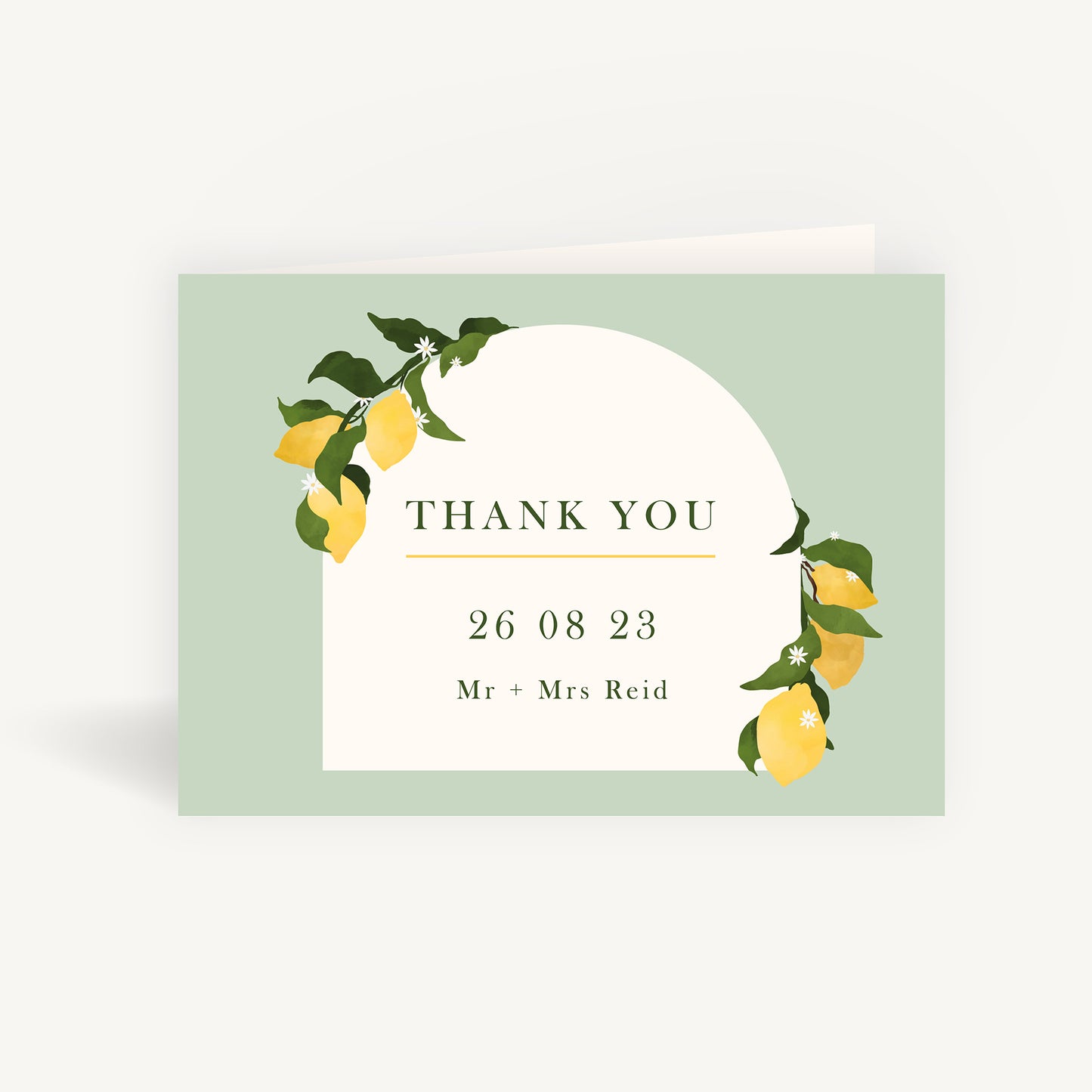 Amalfi Lemons Wedding Thank You Card Folded