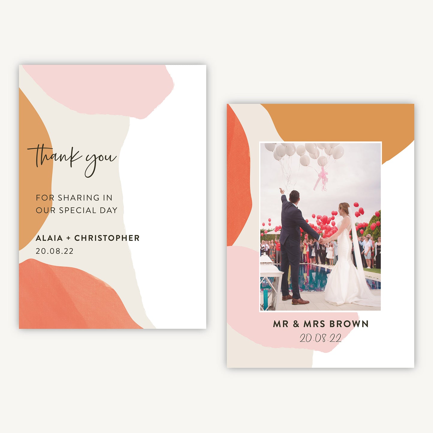 Painterly Colour Pop Photo Wedding Thank You Card