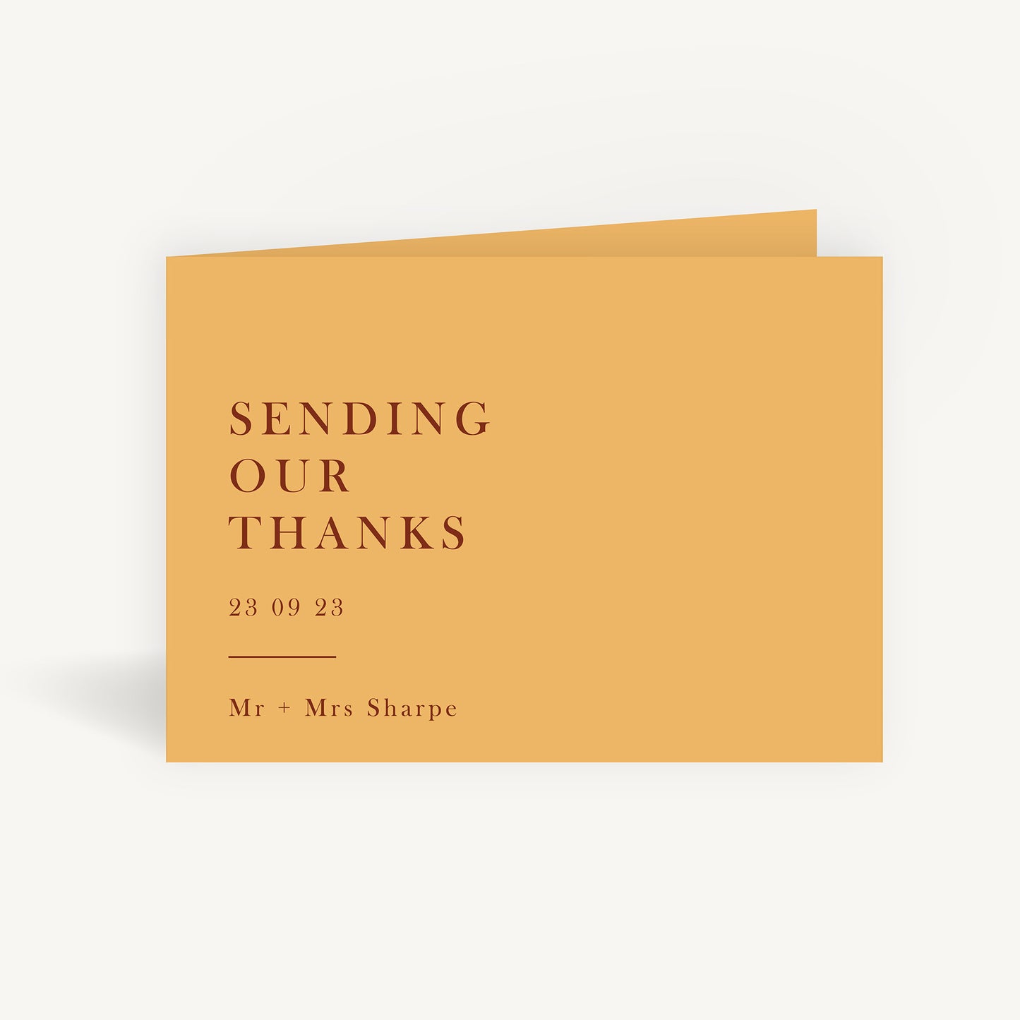 Caramel Autumn Colour Block Wedding Thank You Card Folded