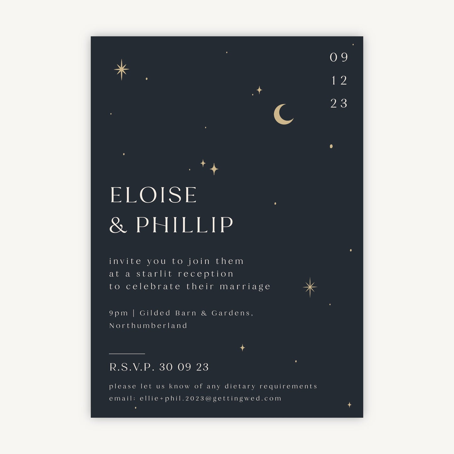 Celestial Night Sky Evening/Reception Wedding Invitation
