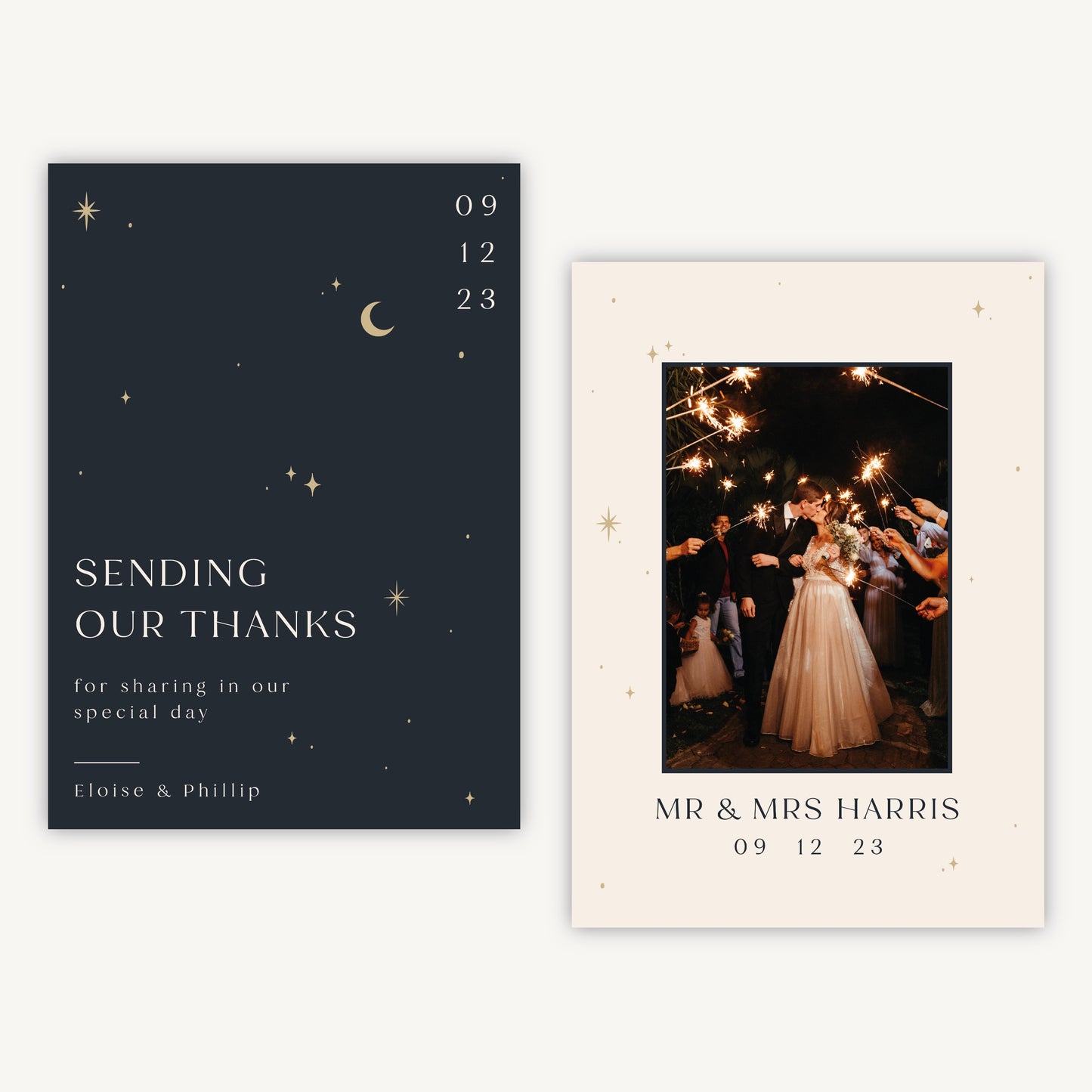 Celestial Night Sky Photo Wedding Thank You Card