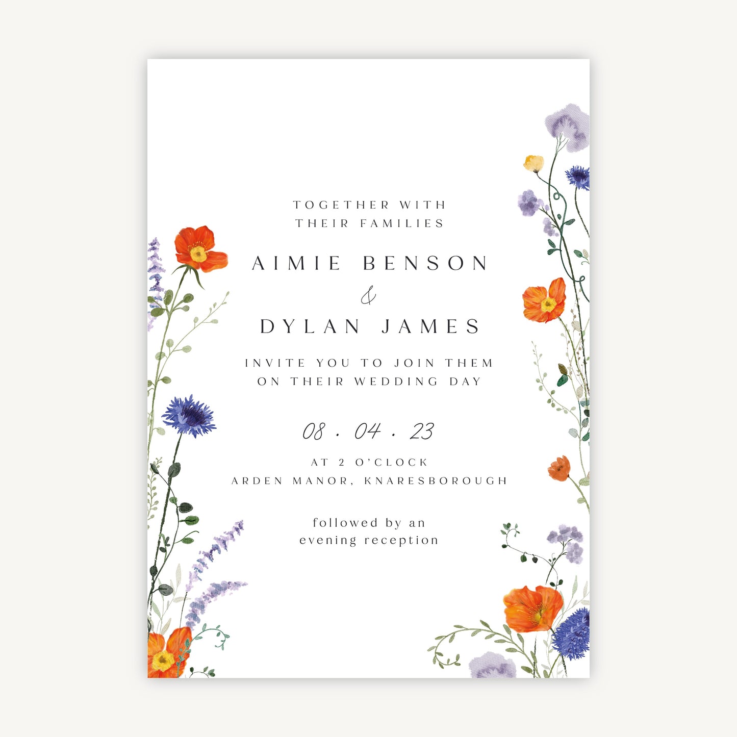Pressed Wildflowers Wedding Invitation