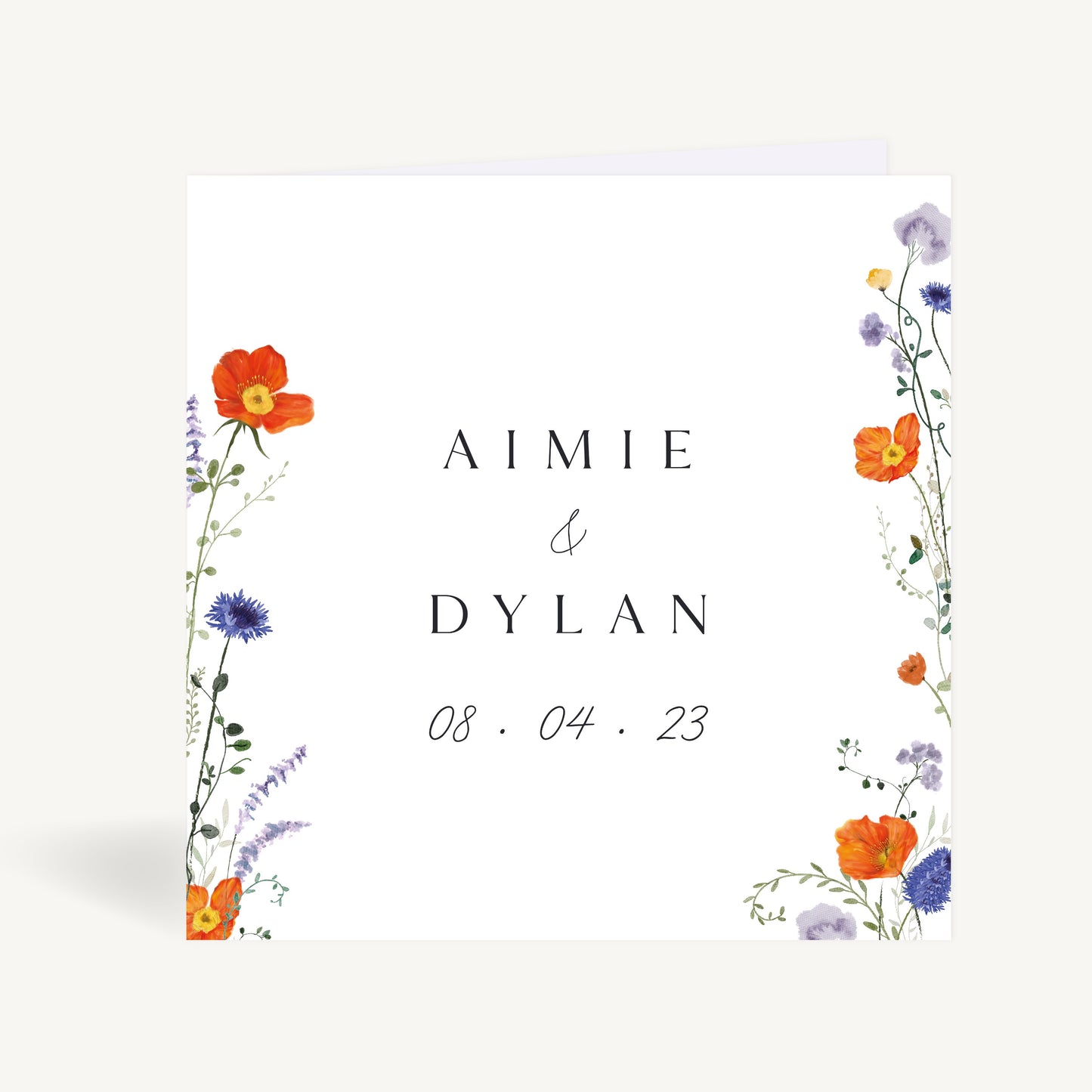 Pressed Wildflowers Folded Wedding Invitation