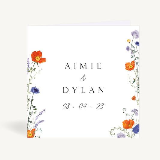 Pressed Wildflowers Folded Wedding Invitation