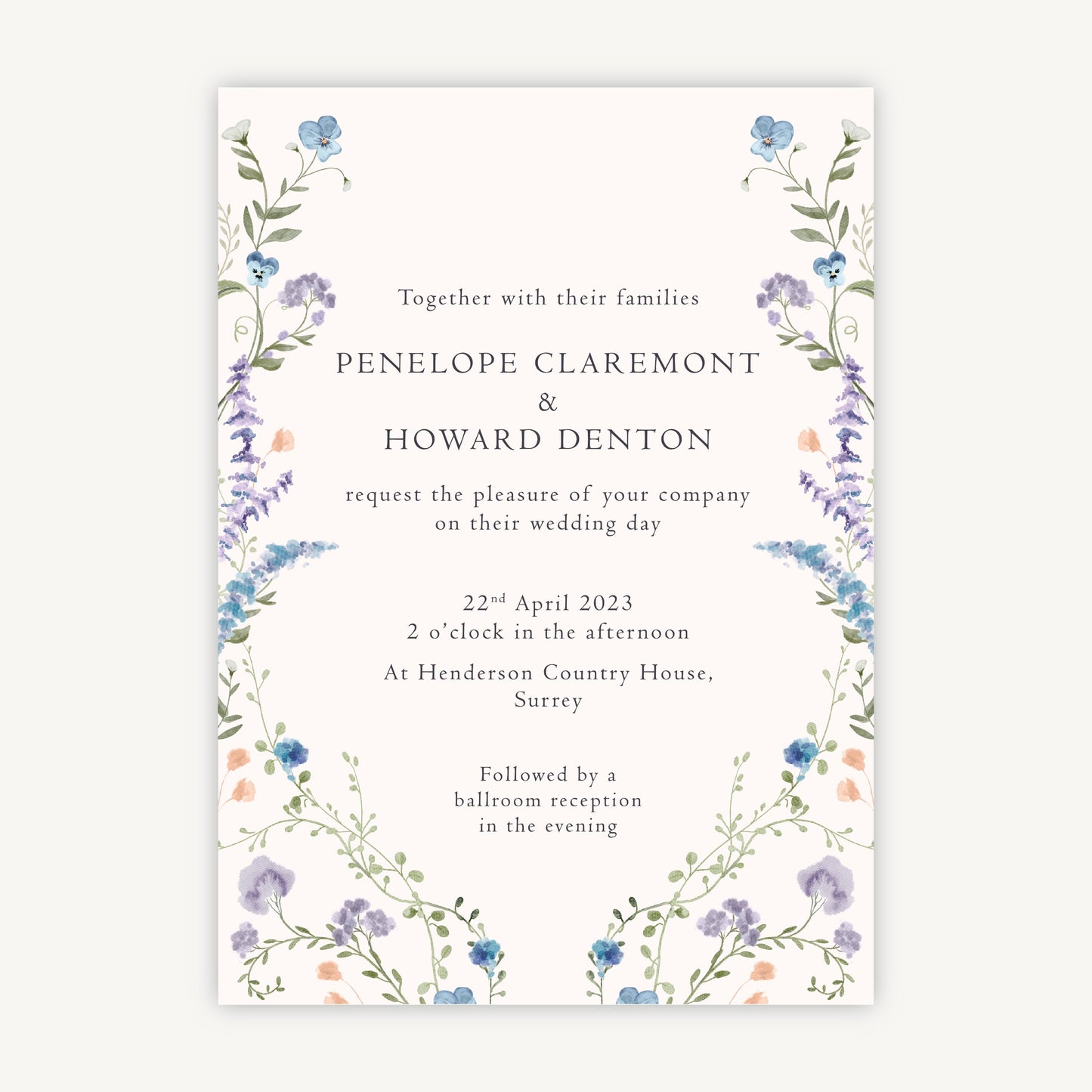 Regency Floral Wedding Invitation