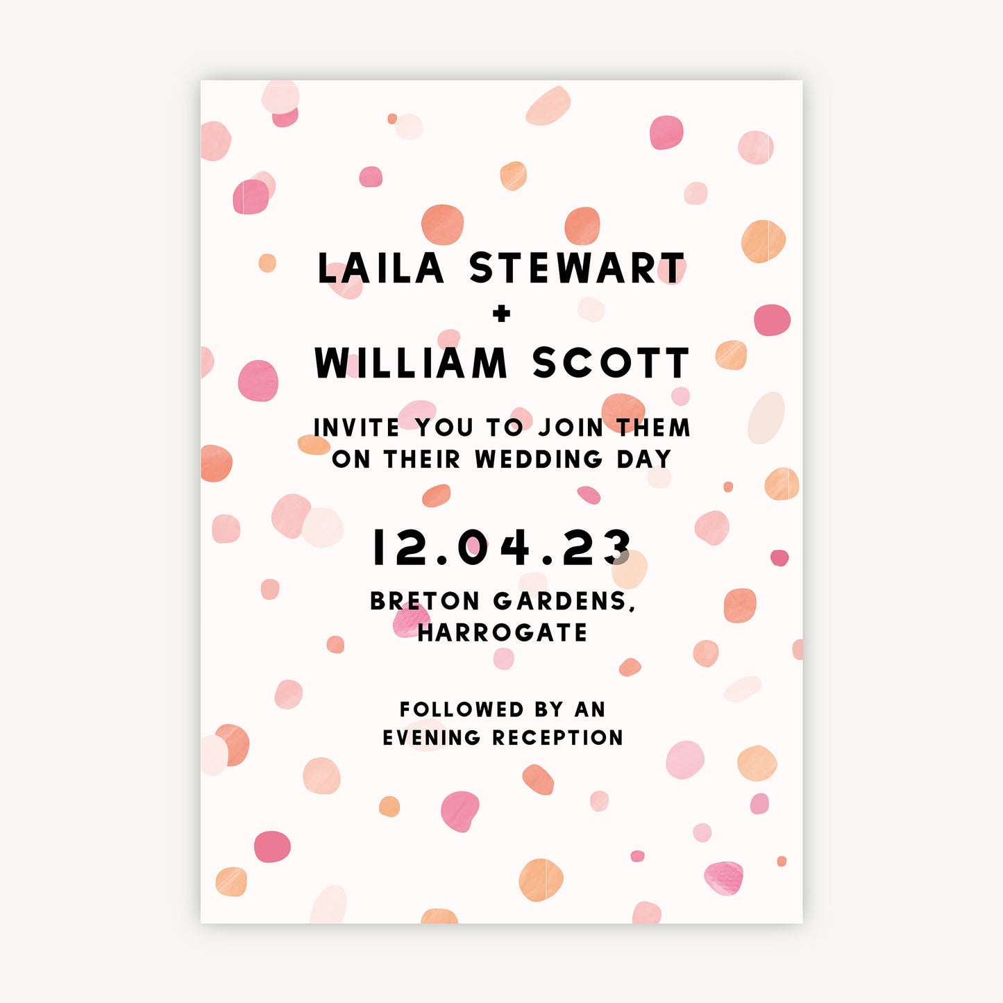 Bright Pink Confetti Wedding Invitation