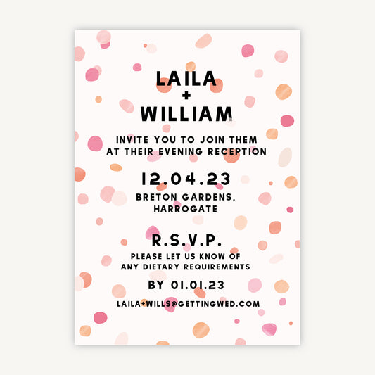 Bright Pink Confetti Evening/Reception Wedding Invitation