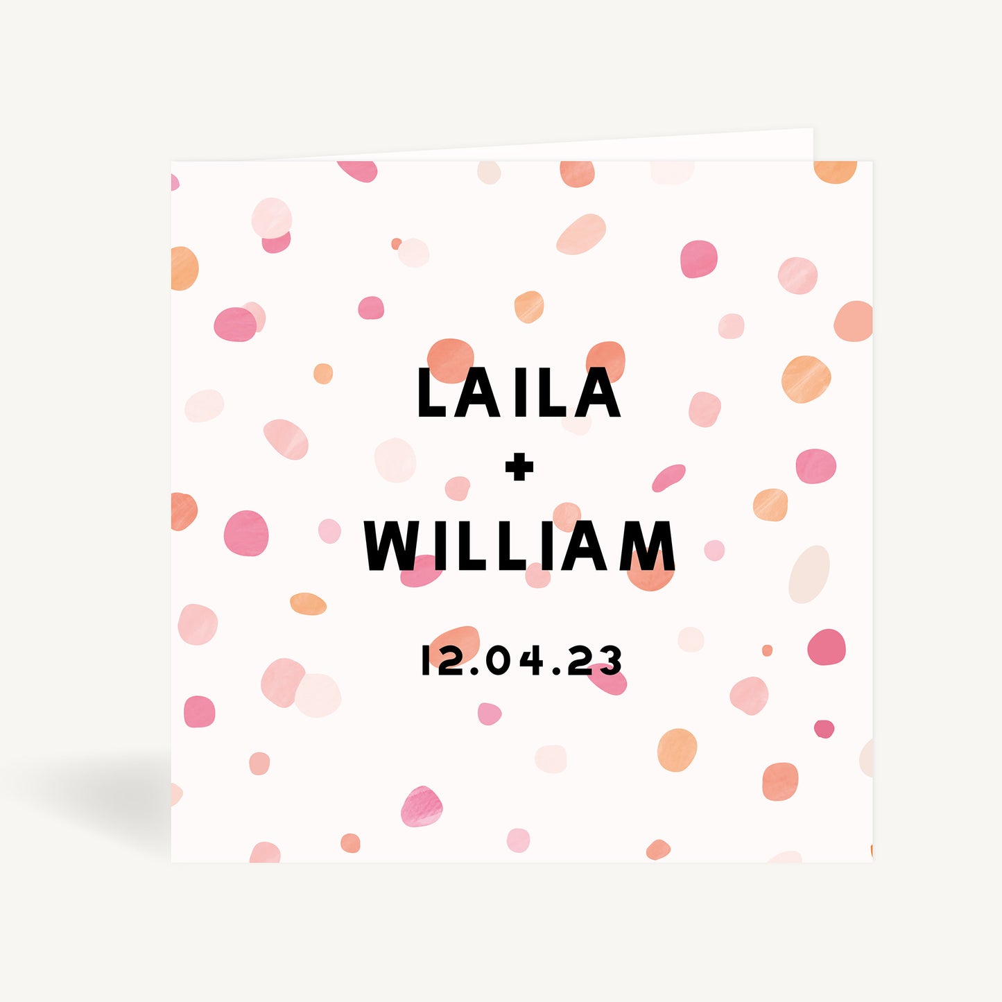 Bright Pink Confetti Folded Wedding Invitation