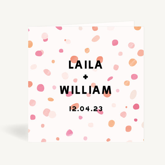 Bright Pink Confetti Folded Wedding Invitation