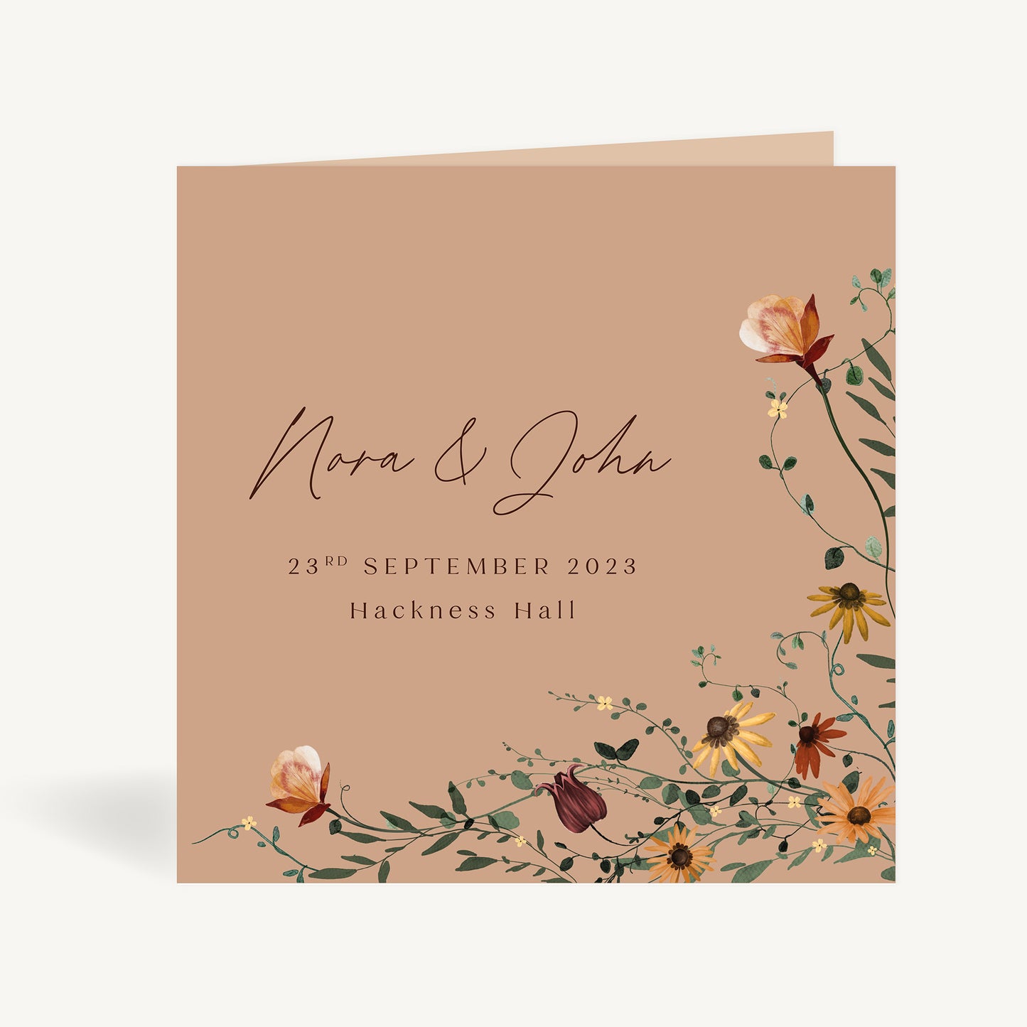 Autumn Wildflowers Folded Wedding Invitation