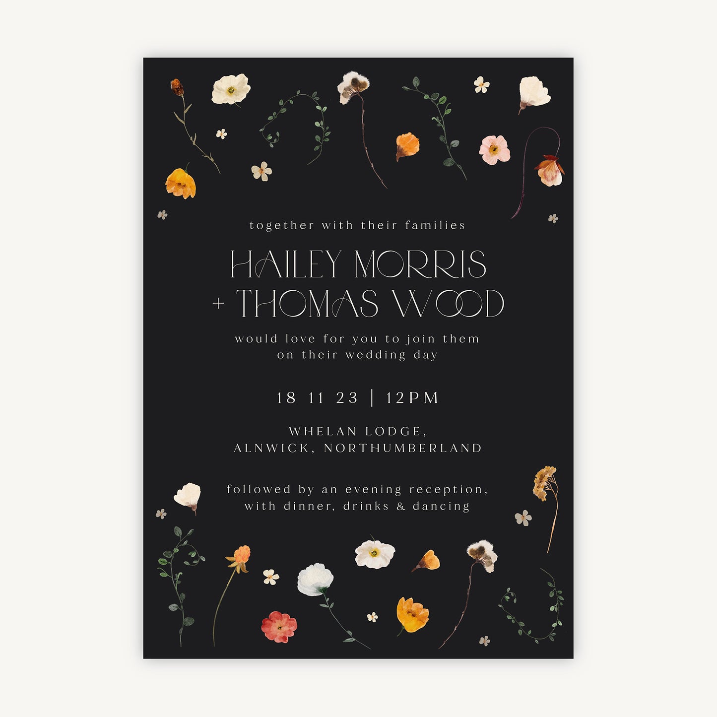 Winter Floral Wedding Invitation