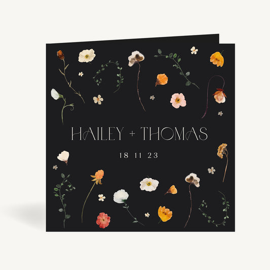 Winter Floral Folded Wedding Invitation