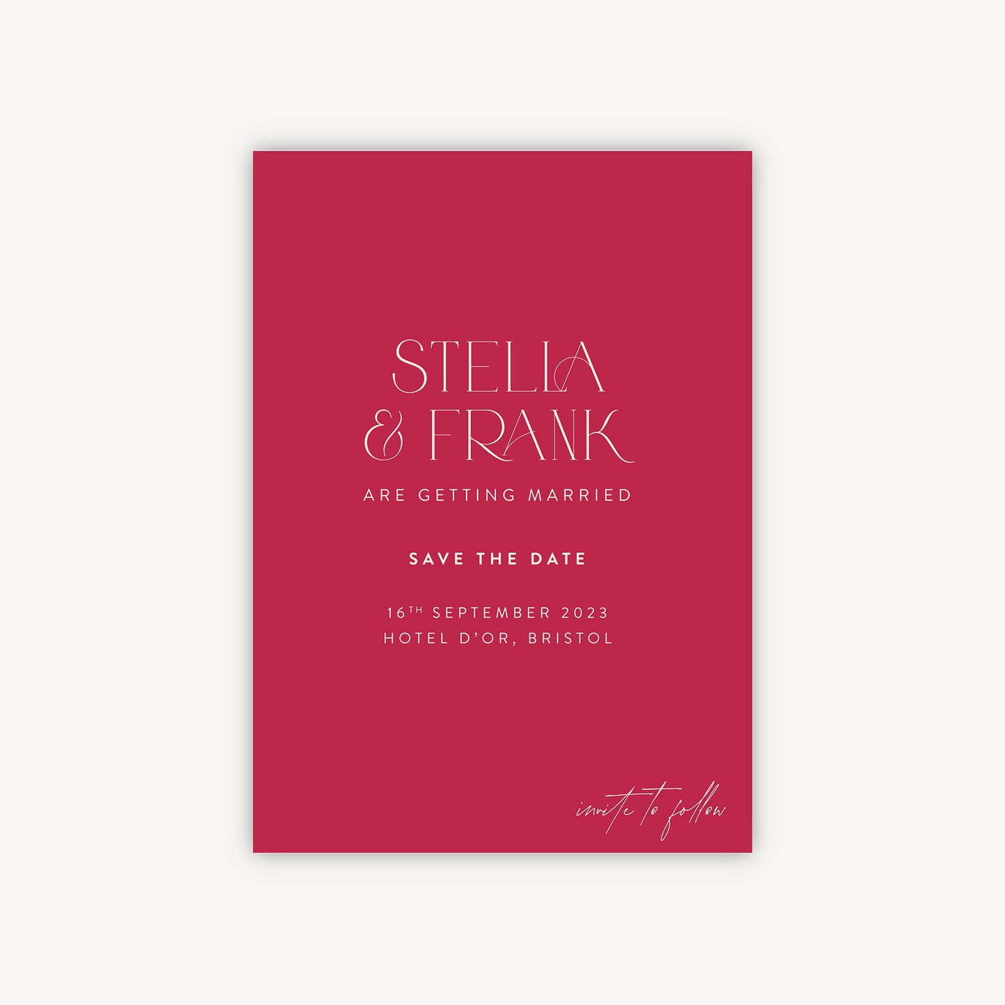 Magenta Modern Script Wedding Save the Date