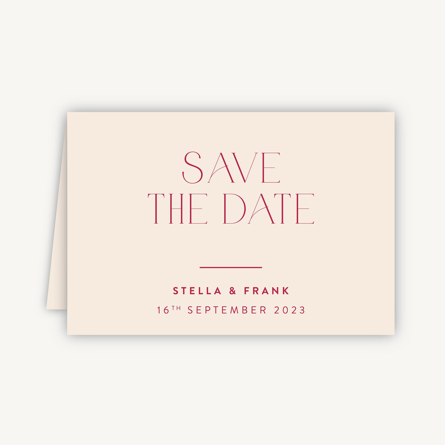Magenta Modern Script Folded Wedding Save the Date
