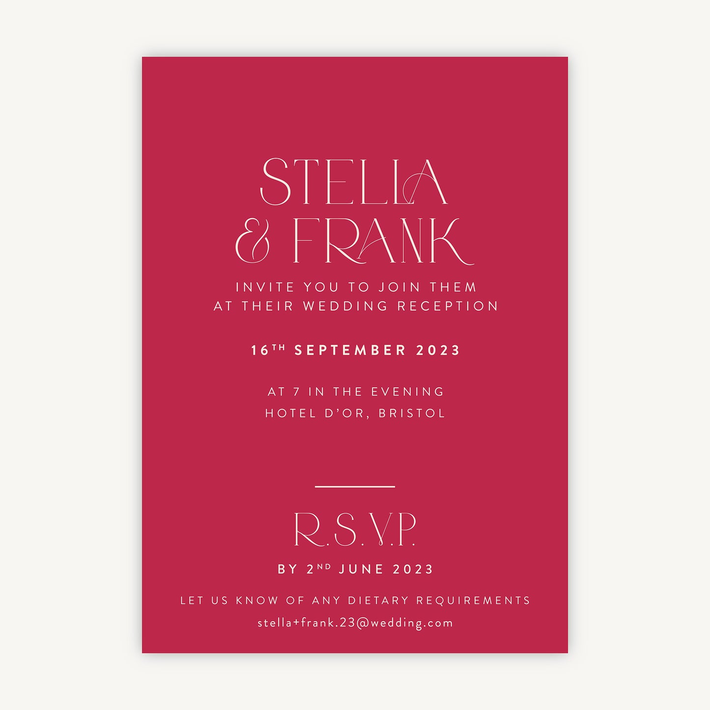 Magenta Modern Script Evening/Reception Wedding Invitation