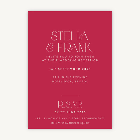 Magenta Modern Script Evening/Reception Wedding Invitation