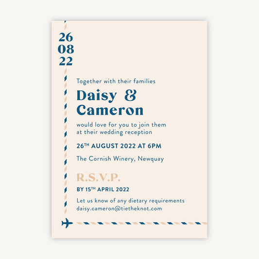 Muted Travel Evening/Reception Wedding Invitation