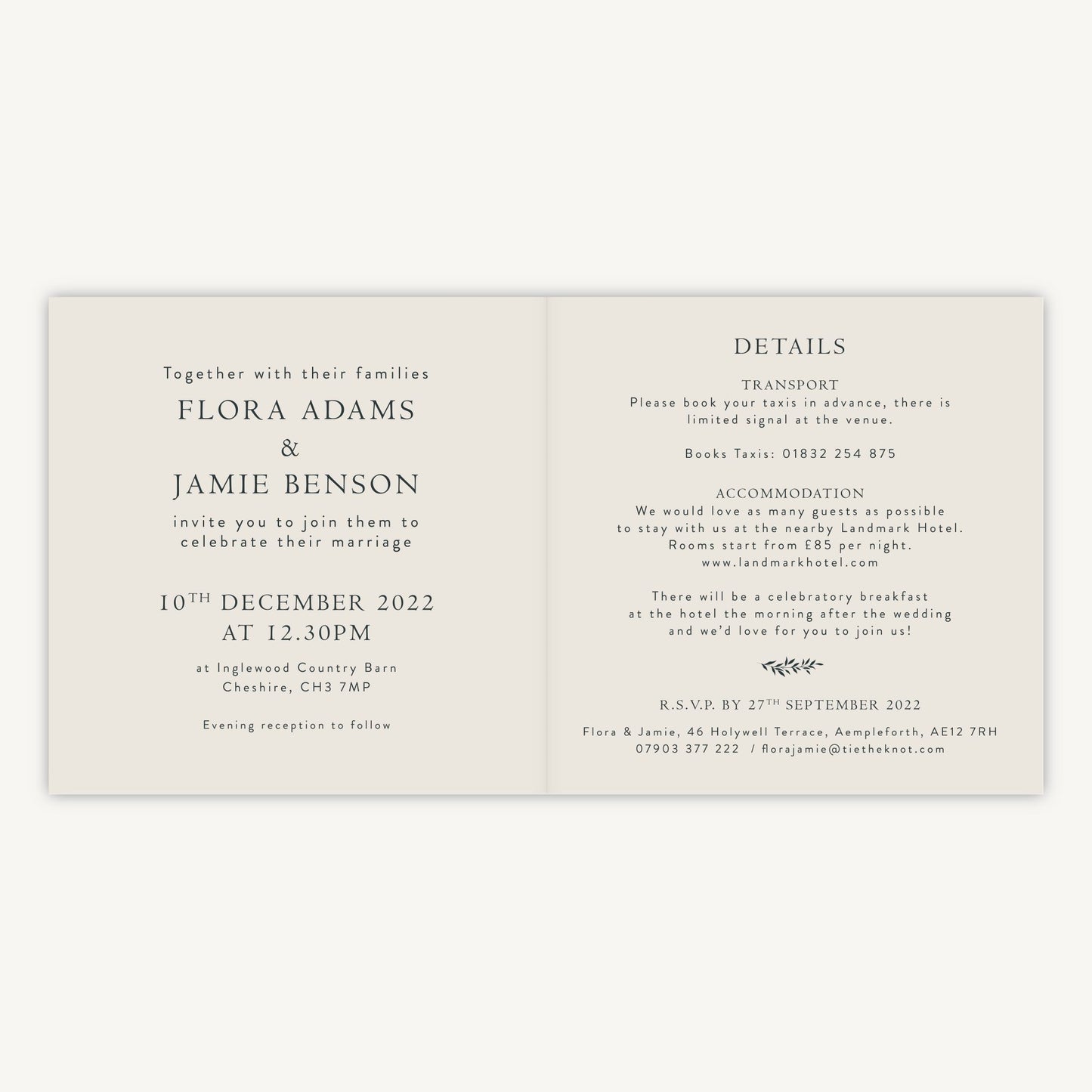 Winter Botanical Folded Wedding Invitation
