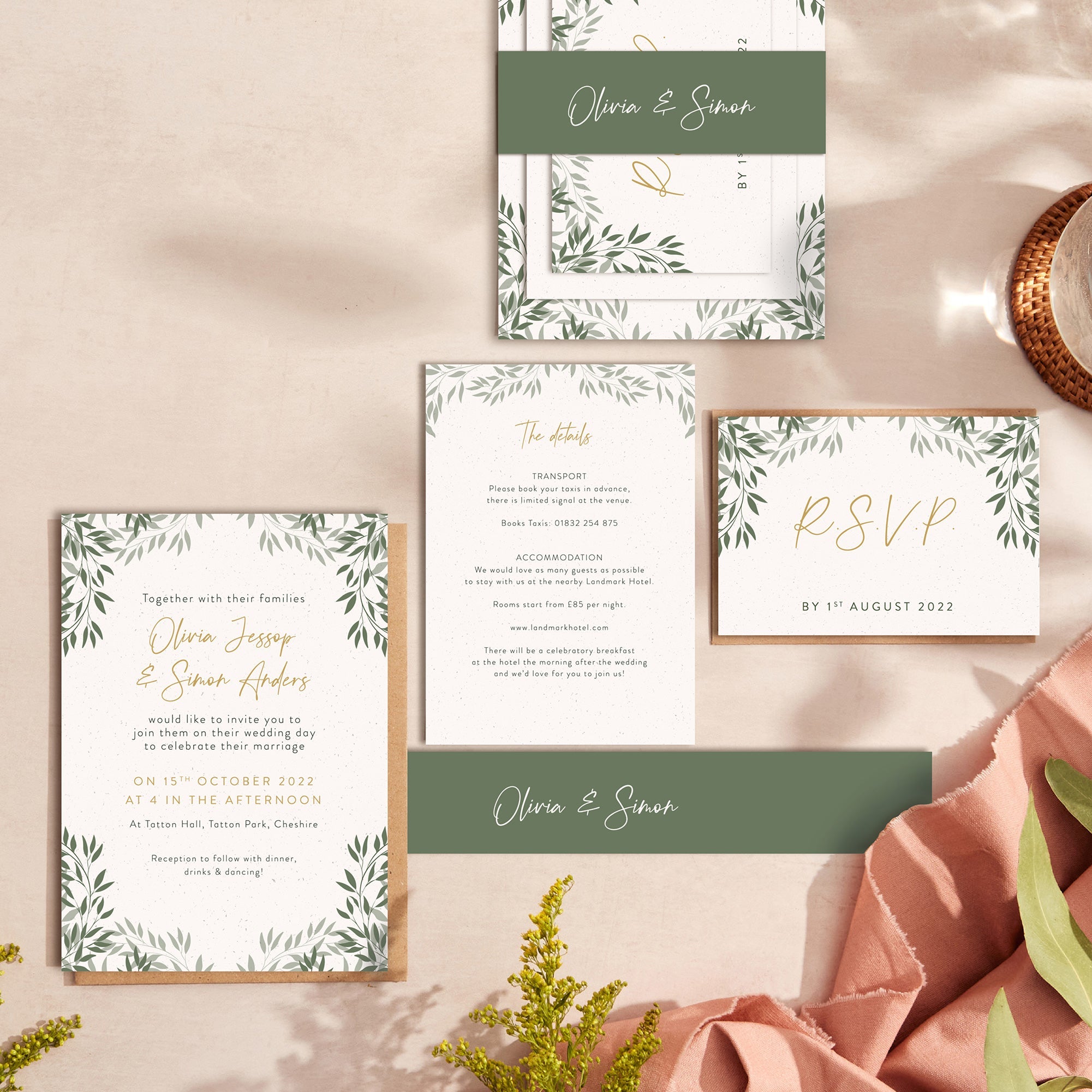 Botanical Rustic wedding stationery suite