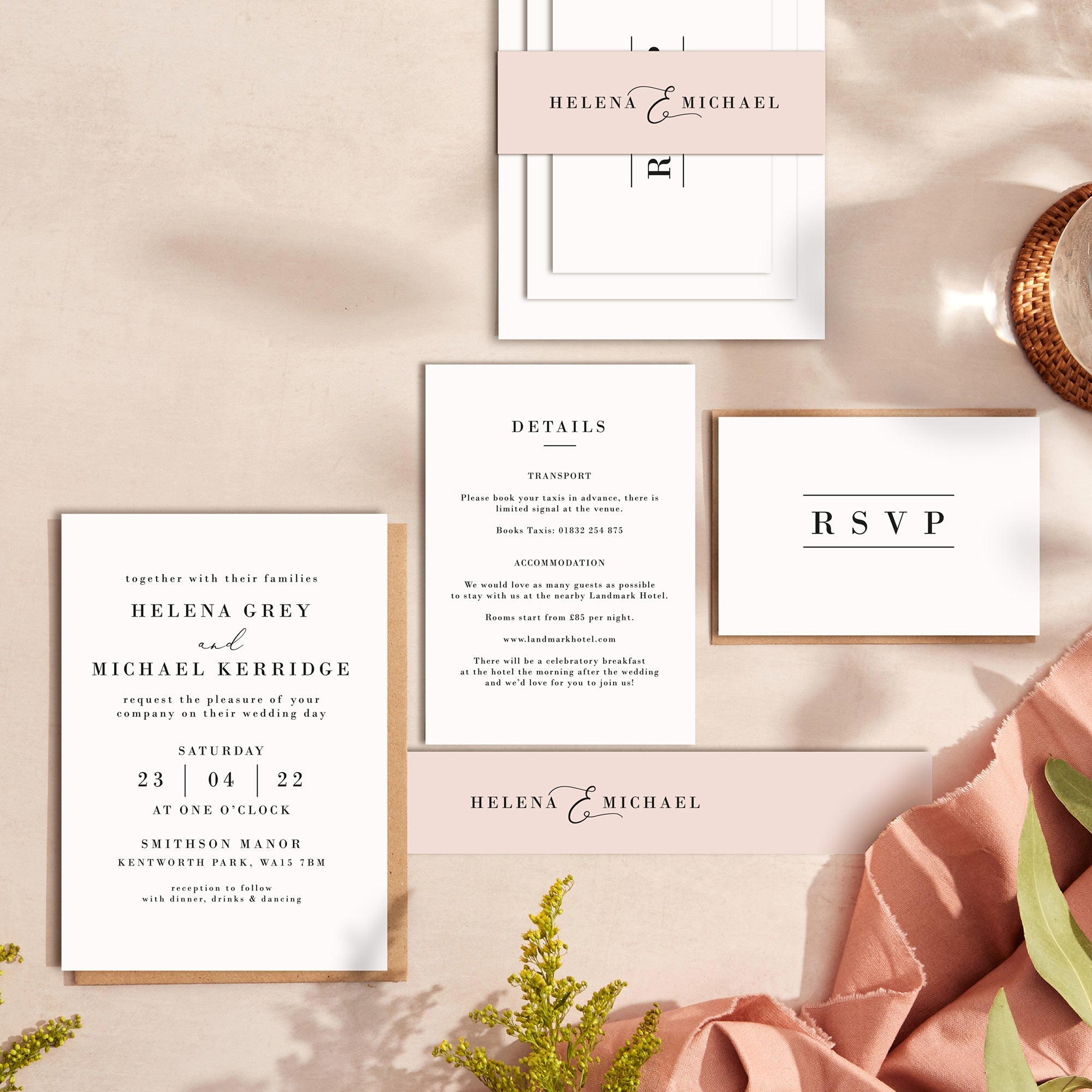 Simple Script wedding stationery suite