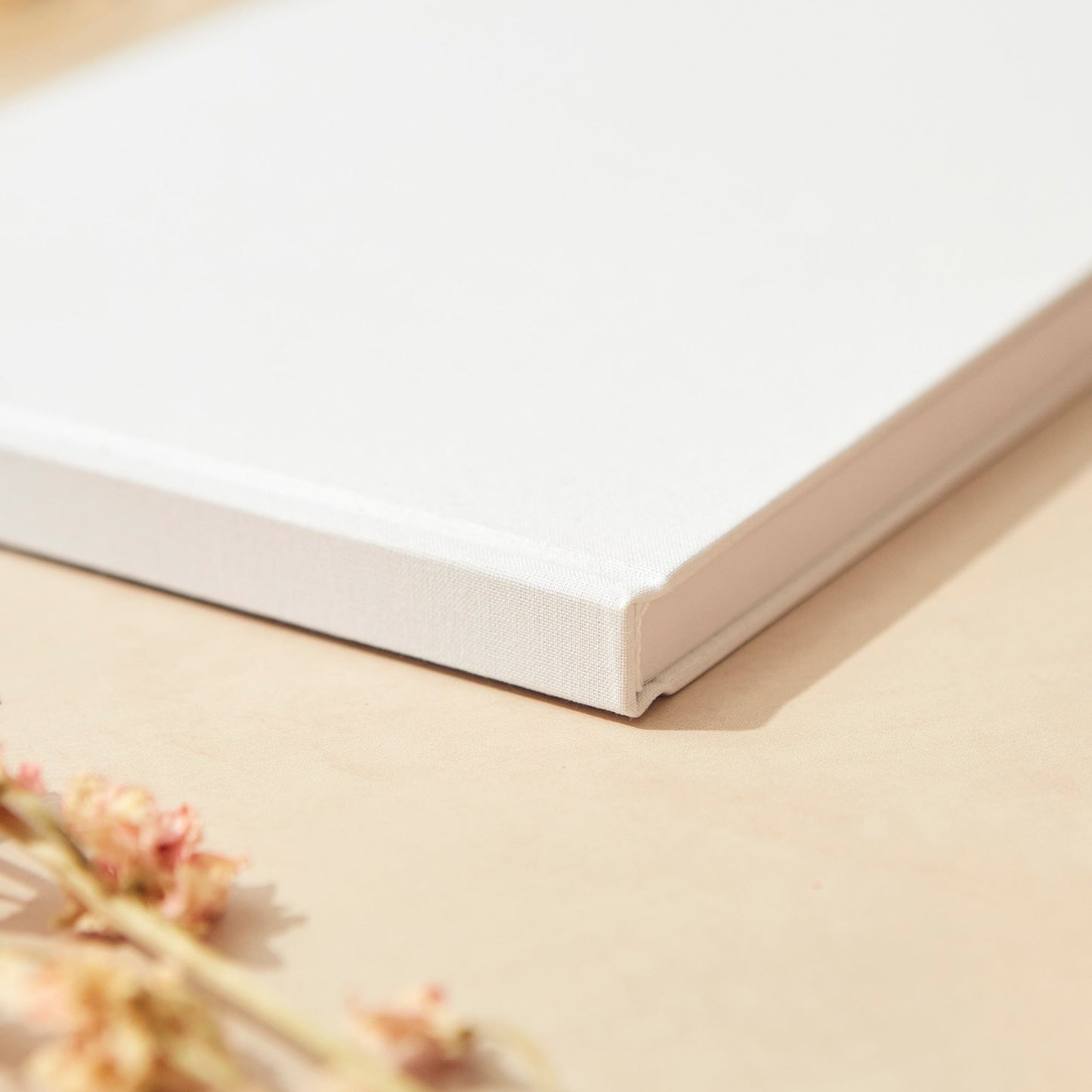 White Floral Linen Guest Book
