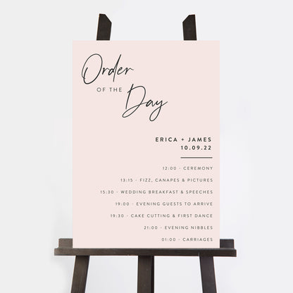 Minimal Script Wedding Order of the Day Sign