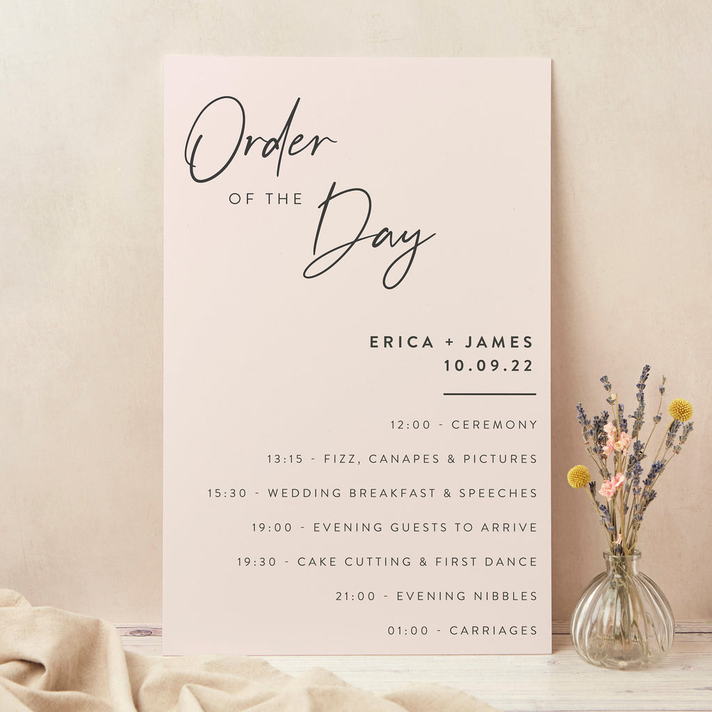 Minimal Script Wedding Order of the Day Sign