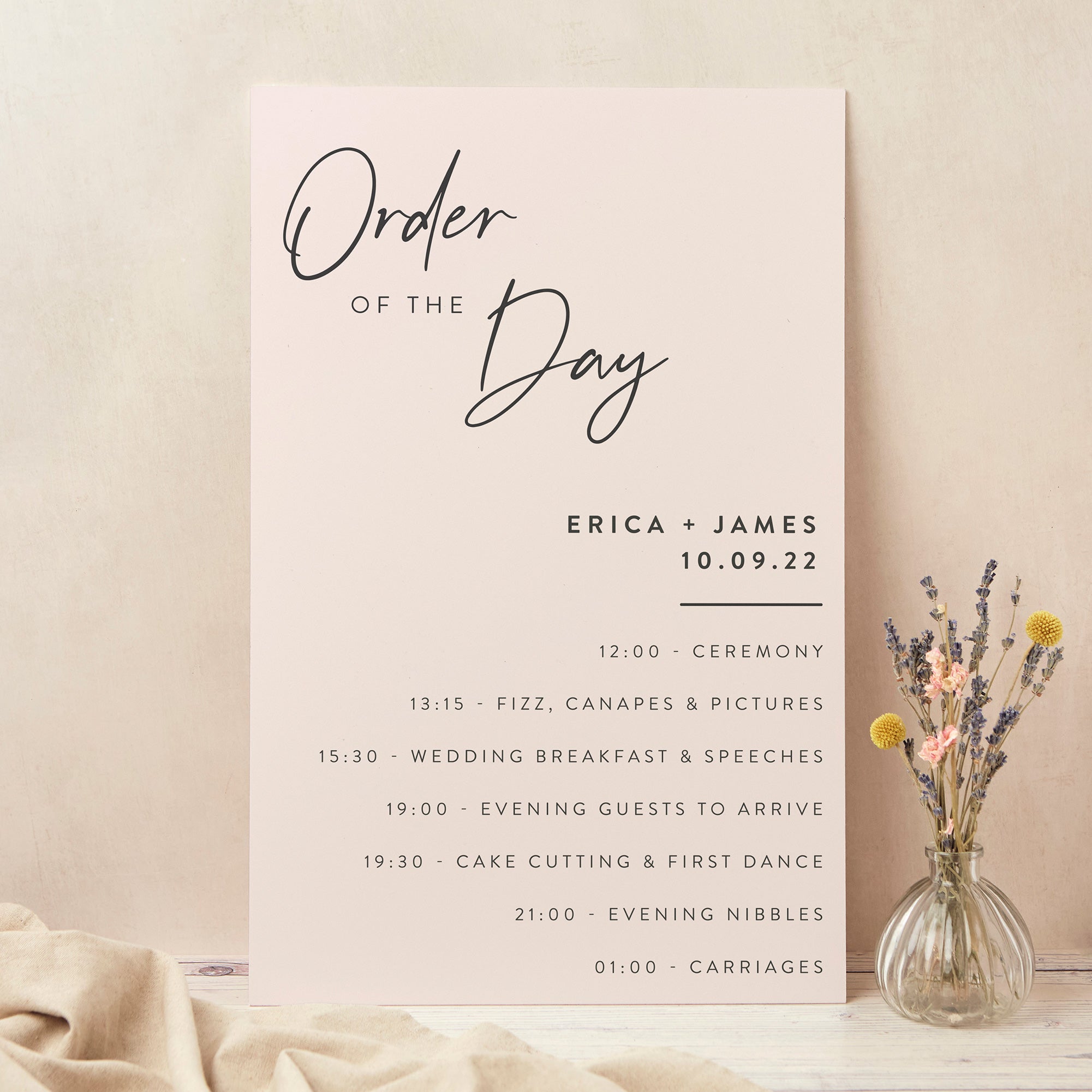 Minimal Script Wedding Order of the Day Sign