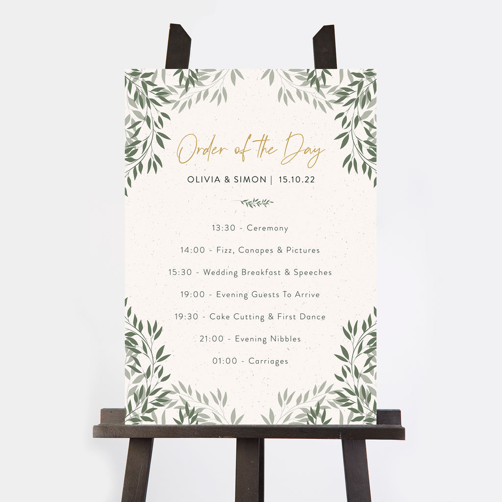 Botanical Rustic Wedding Order of the Day Sign