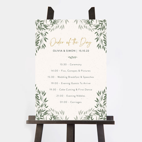 Botanical Rustic Wedding Order of the Day Sign