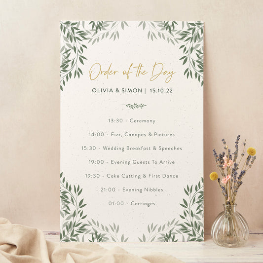 Botanical Rustic Wedding Order of the Day Sign