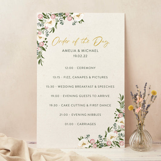 Floral Hoop Wedding Order of the Day Sign