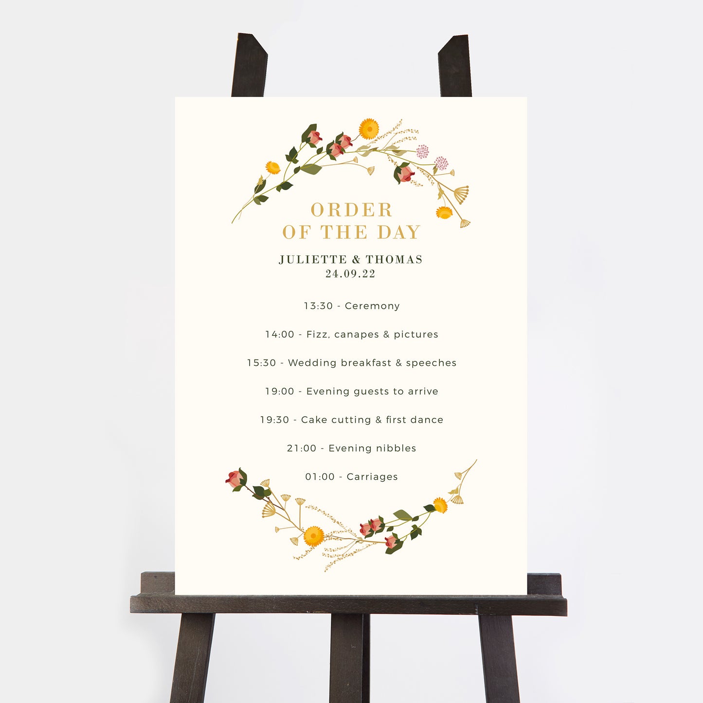 Rustic Wildflowers Wedding Order of the Day Sign