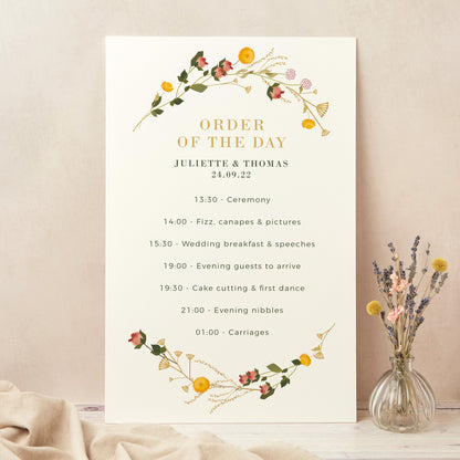 Rustic Wildflowers Wedding Order of the Day Sign
