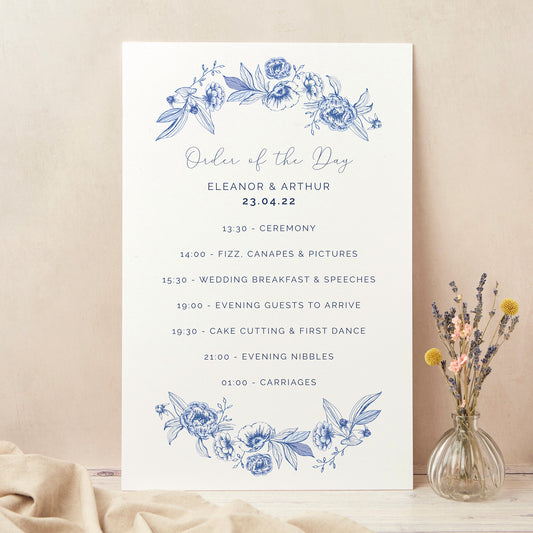 Farmhouse Blue Wedding Order of the Day Sign