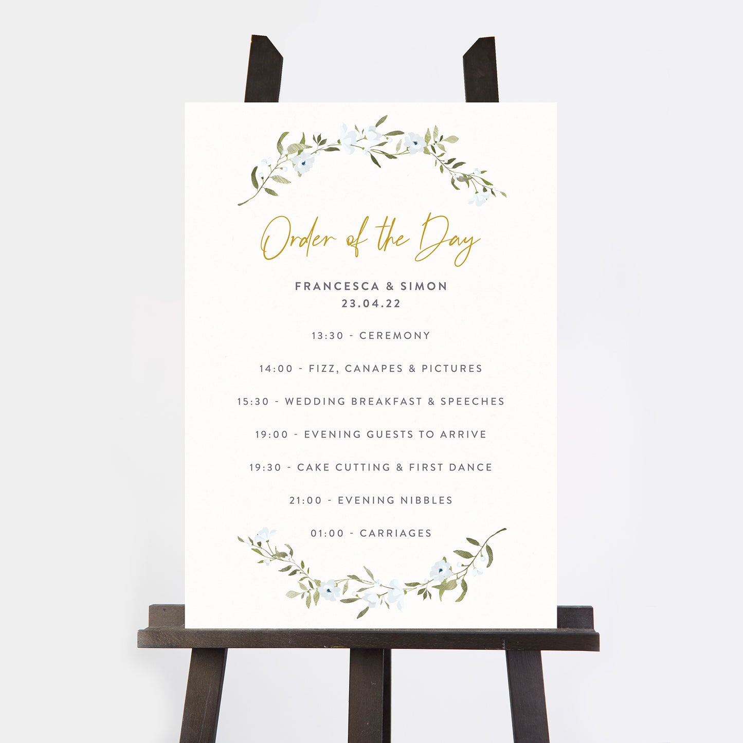 Spring Flowers Wedding Order of the Day Sign