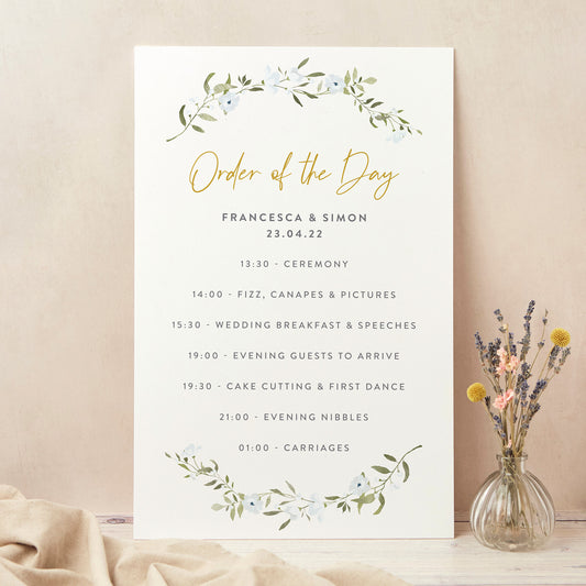 Spring Flowers Wedding Order of the Day Sign