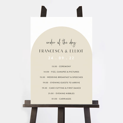 Minimalist Arch Wedding Order of the Day Sign