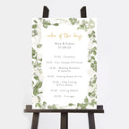 White Floral Wedding Order of the Day Sign