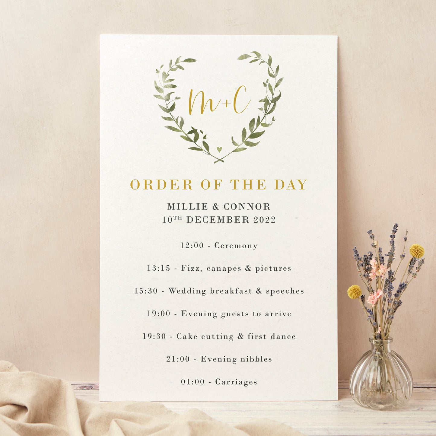 Greenery Botanical Wedding Order of the Day Sign