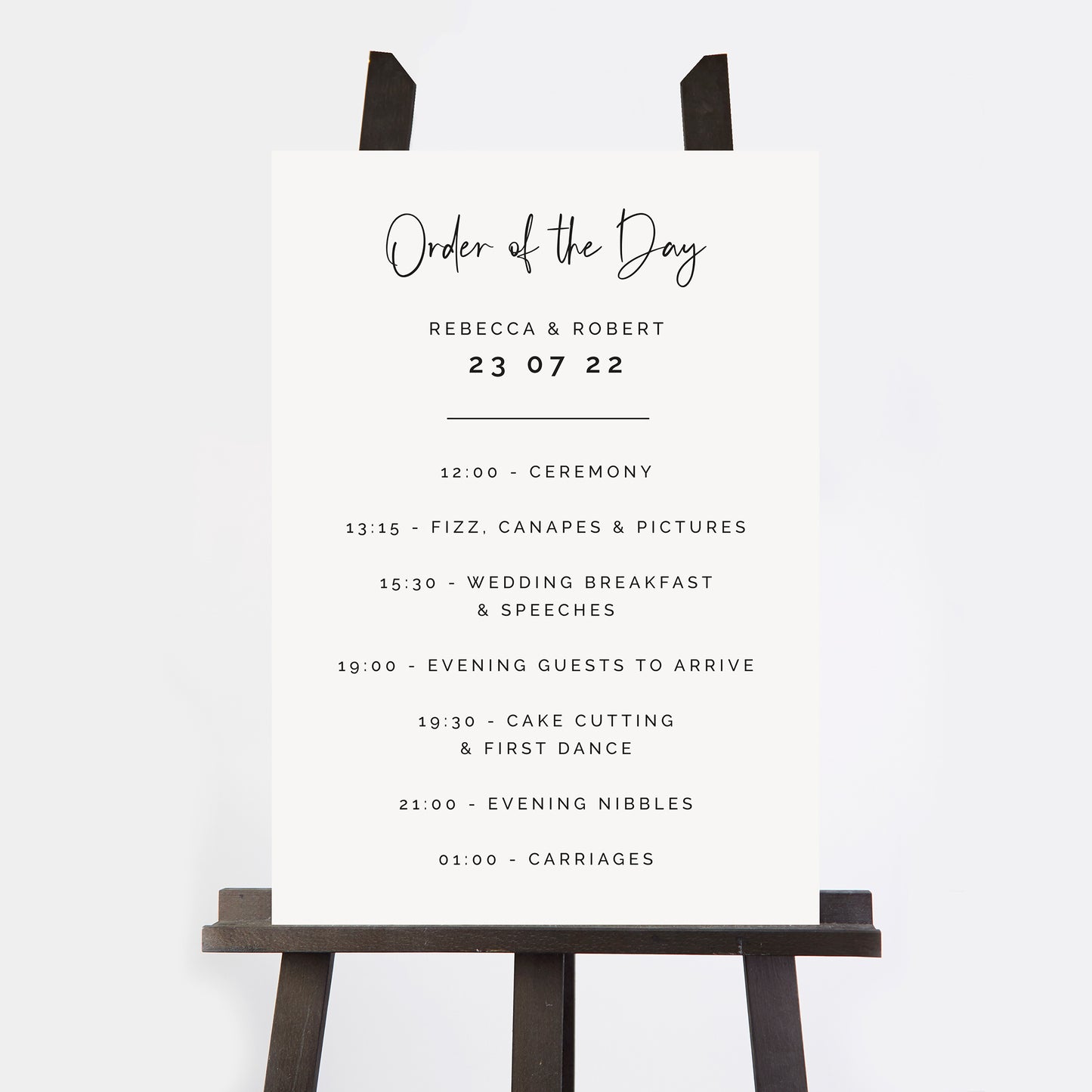 Modern Script Wedding Order of the Day Sign