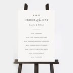 White Modern Script Wedding Order of the Day Sign