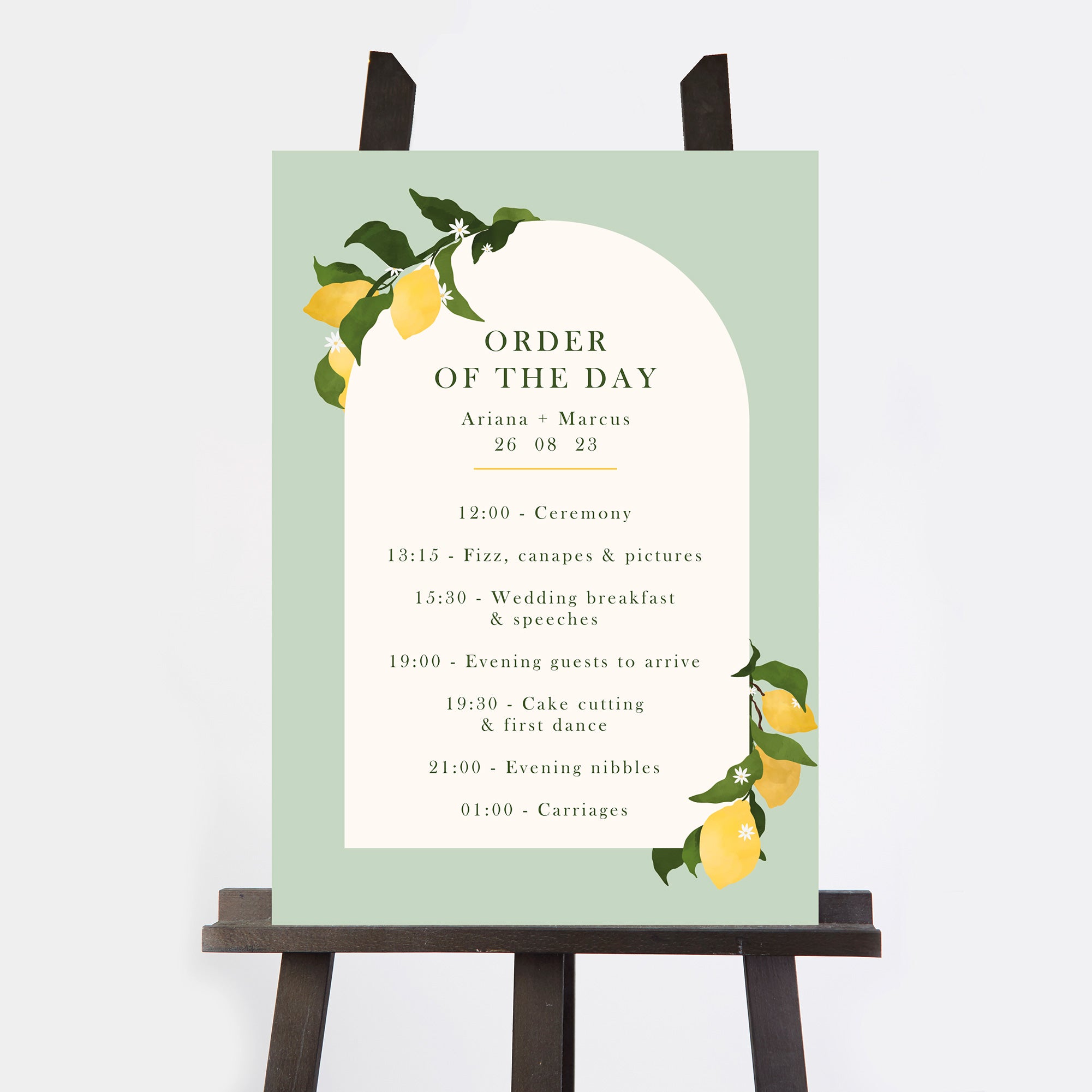 Amalfi Lemons Wedding Order of the Day Sign