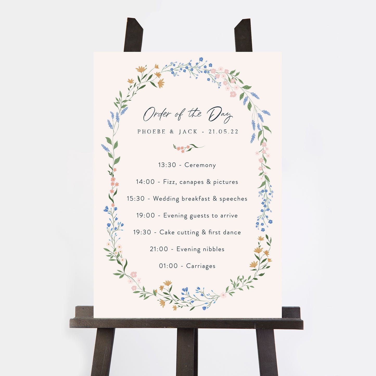 Wildflower Wreath Wedding Order of the Day Sign