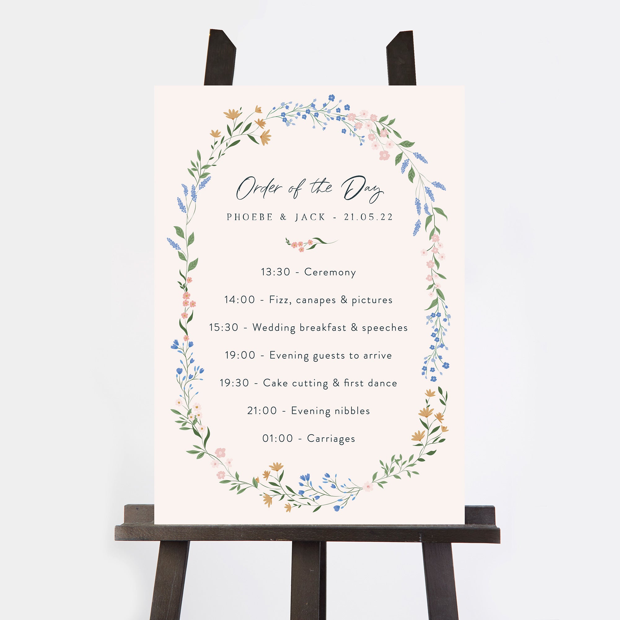 Wildflower Wreath Wedding Order of the Day Sign