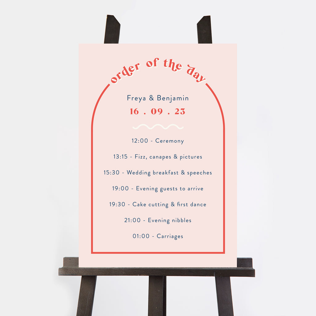 Retro Revival Wedding Order of the Day Sign