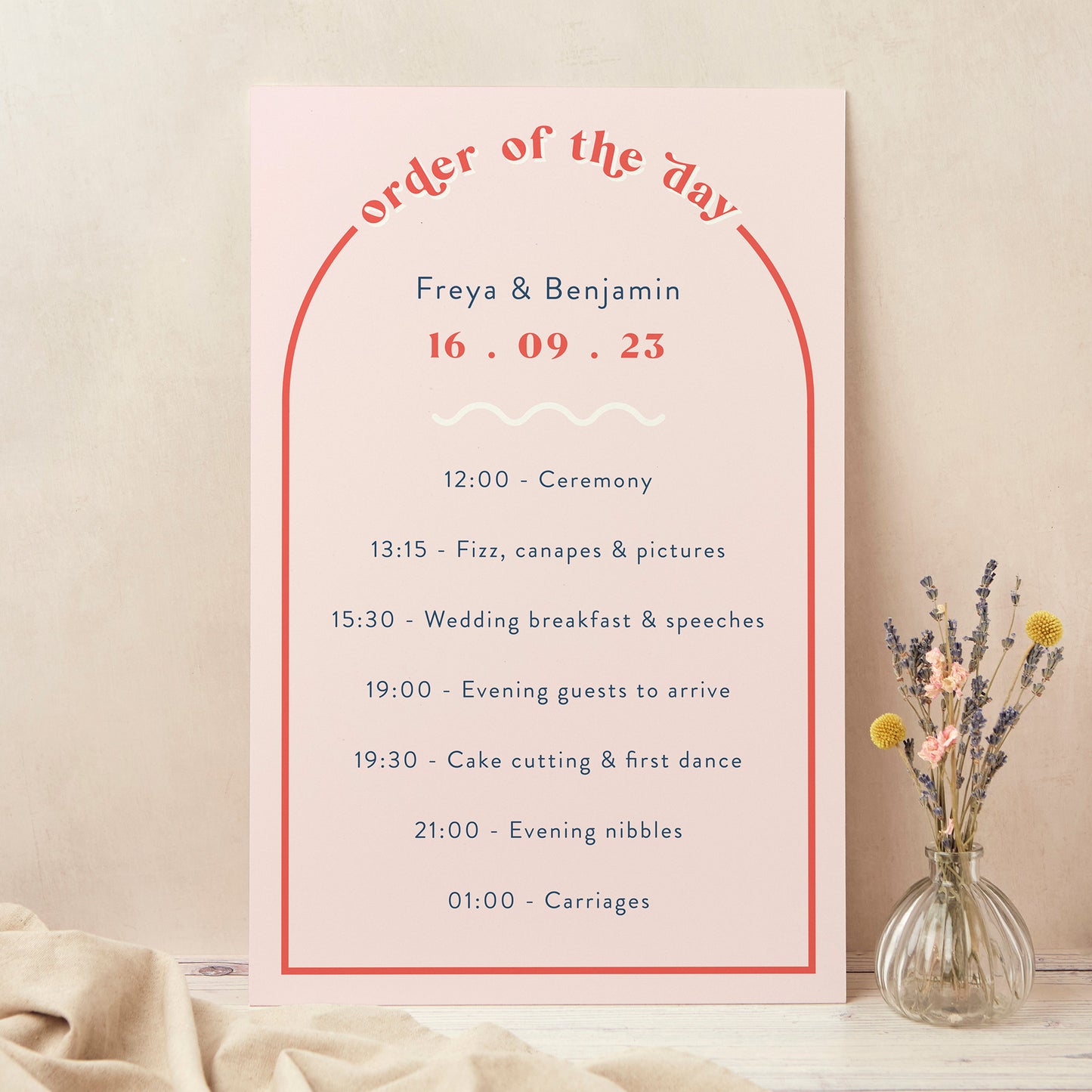 Retro Revival Wedding Order of the Day Sign