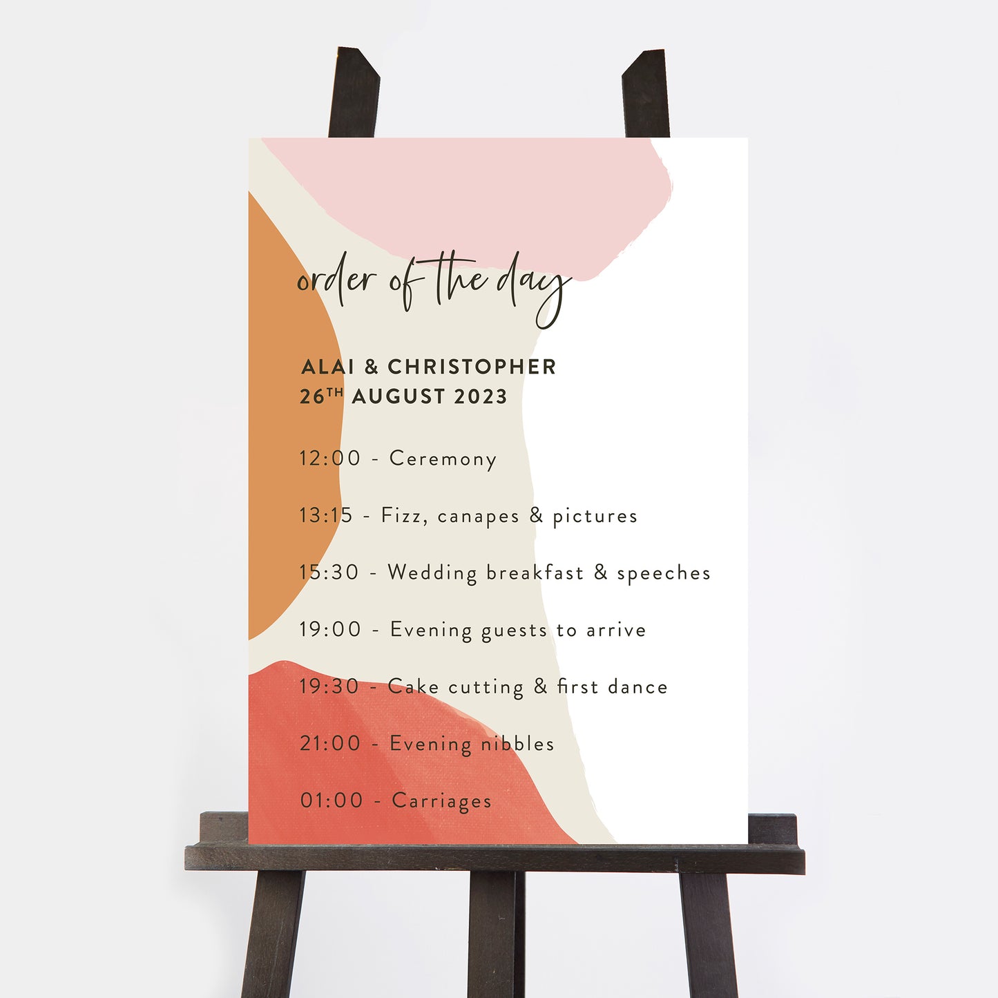 Painterly Colour Pop Wedding Order of the Day Sign