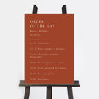 Caramel Autumn Colour Block Wedding Order of the Day Sign