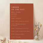 Caramel Autumn Colour Block Wedding Order of the Day Sign